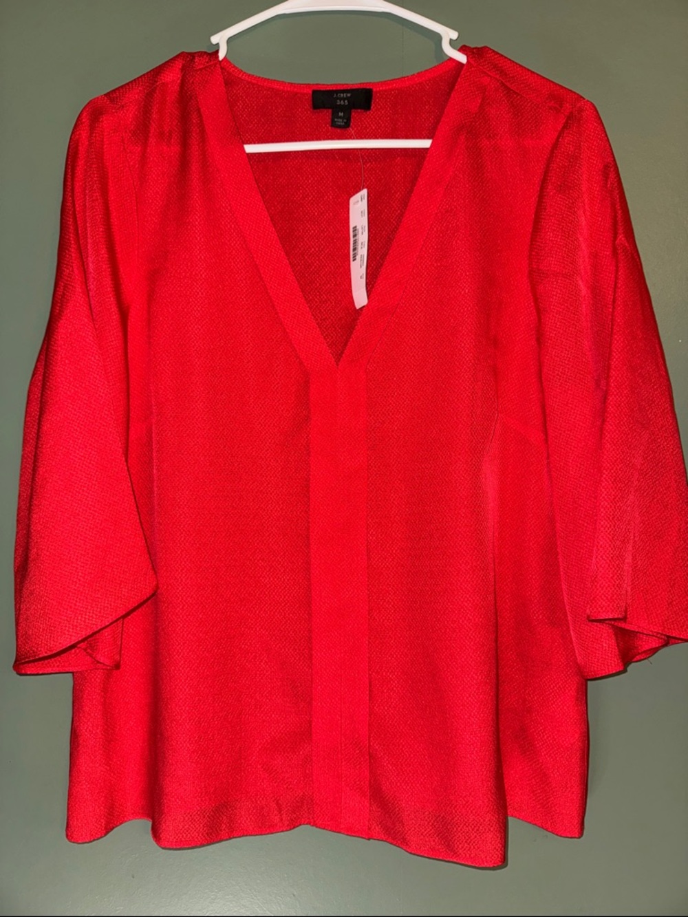 J. Crew 365 Hammered Silk Blouse in Red NWT Workwear Natural Fiber Business Cas
